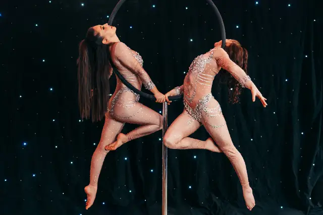 Aerial doubles silver jewel diamond crystal nude glam: aerial performers