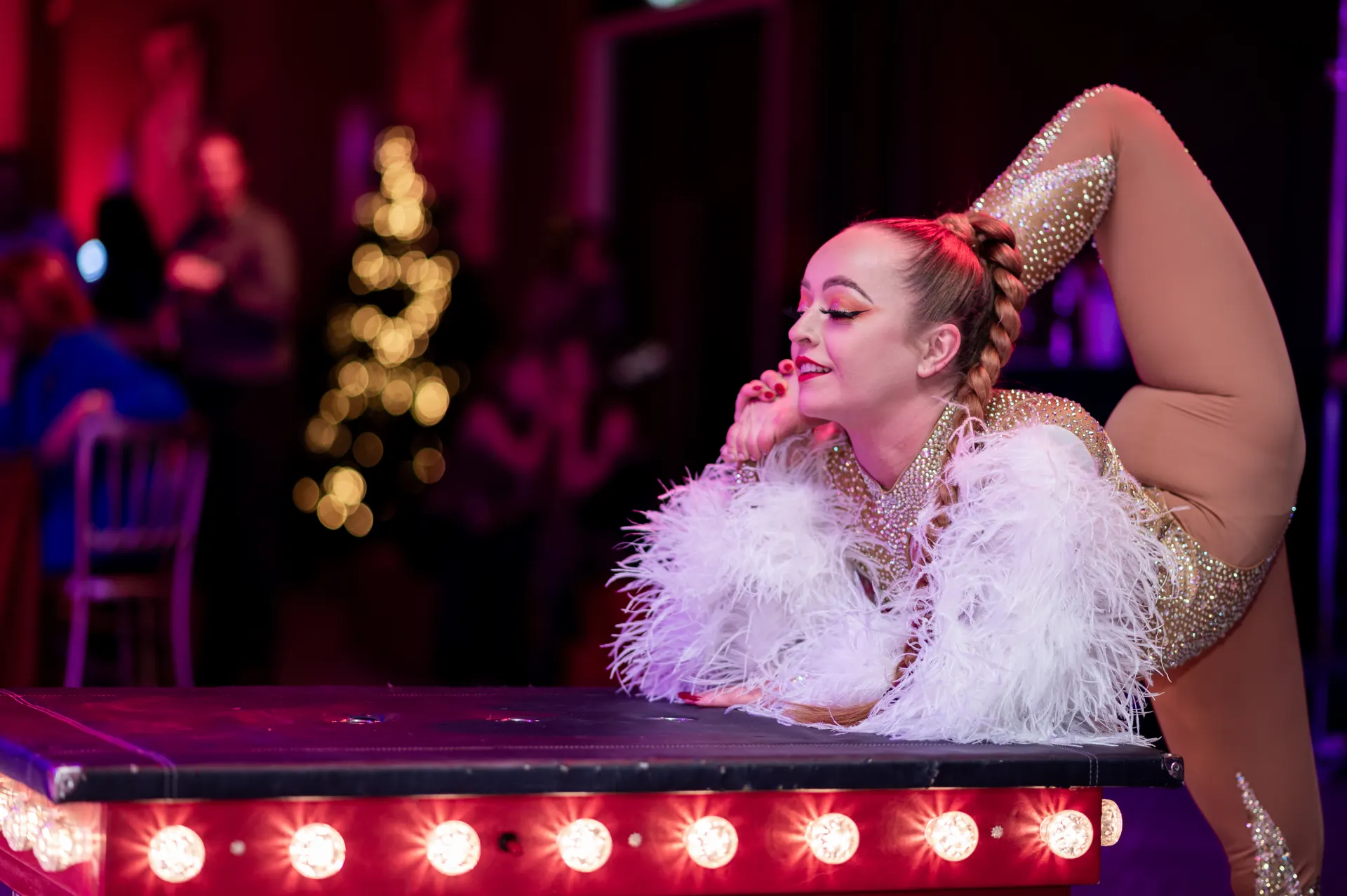 Circus contortion hand balance: circus acts, circus showman theme