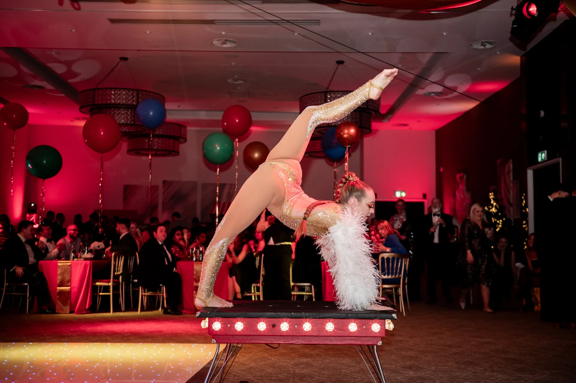 Circus contortion hand balance: circus acts, circus showman theme