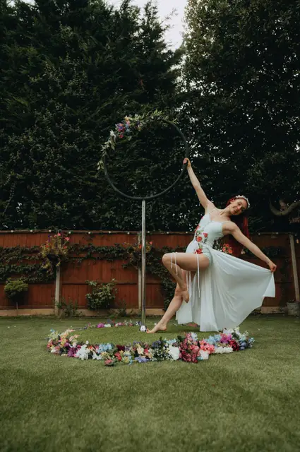 Garden of Eden floral aerial hoop lollipop: aerial performers, enchanted garden theme