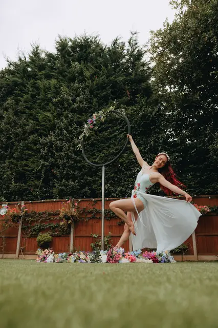 Garden of Eden floral aerial hoop lollipop: aerial performers, enchanted garden theme