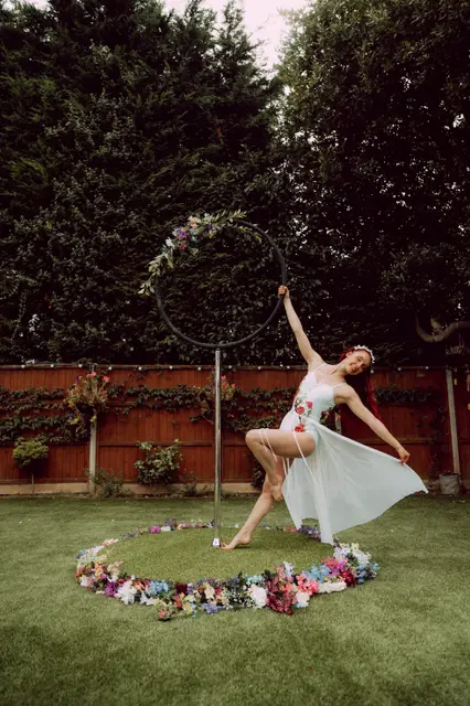 Garden of Eden floral aerial hoop lollipop: aerial performers, enchanted garden theme