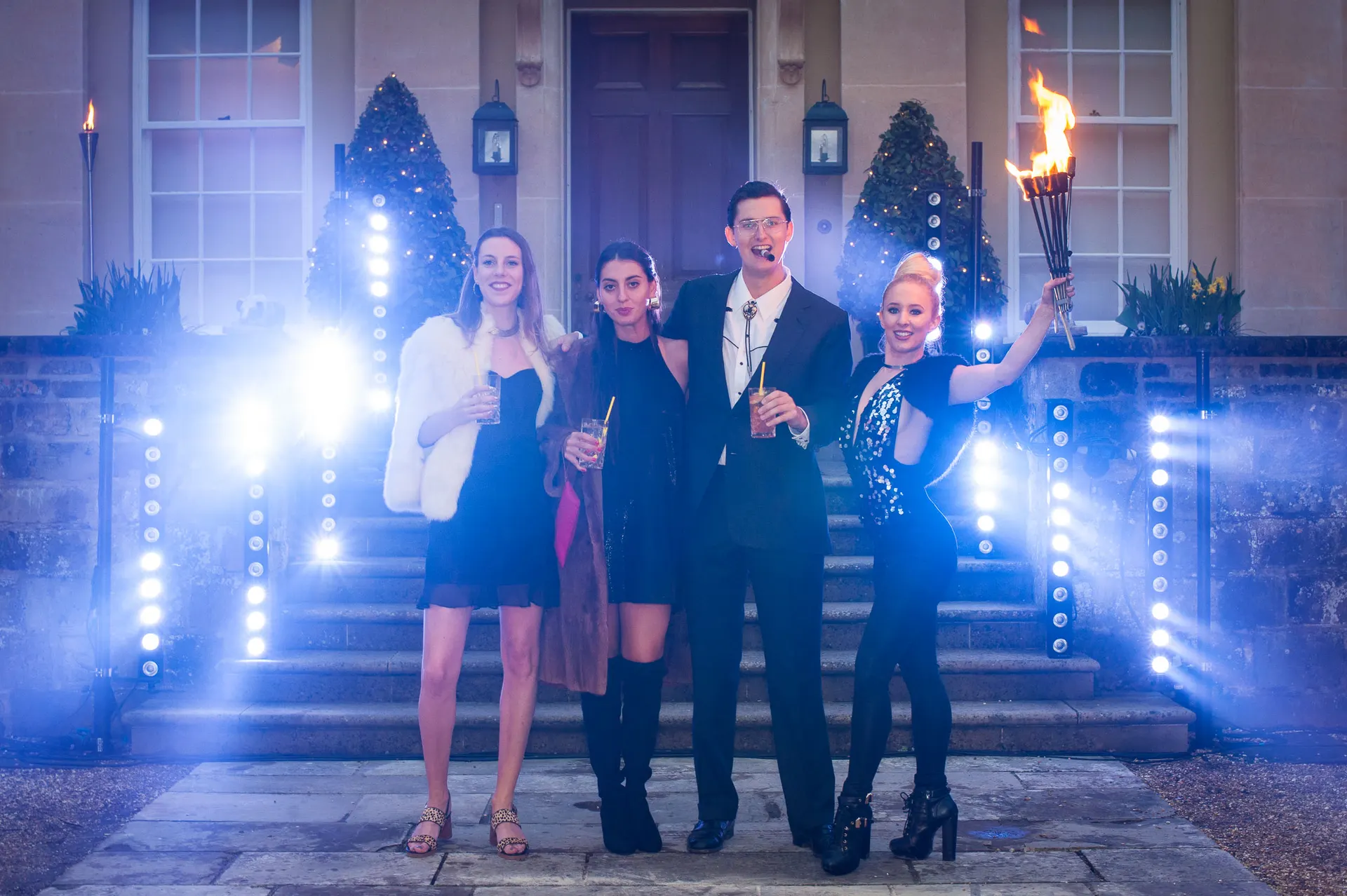 Photos after with client: fire performers
