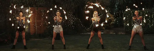 Costumes black and silver sequin tassel: fire performers