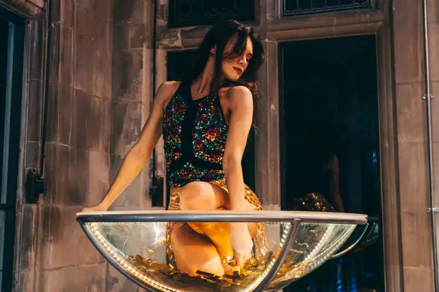 Gold martini glass: giant martini glass