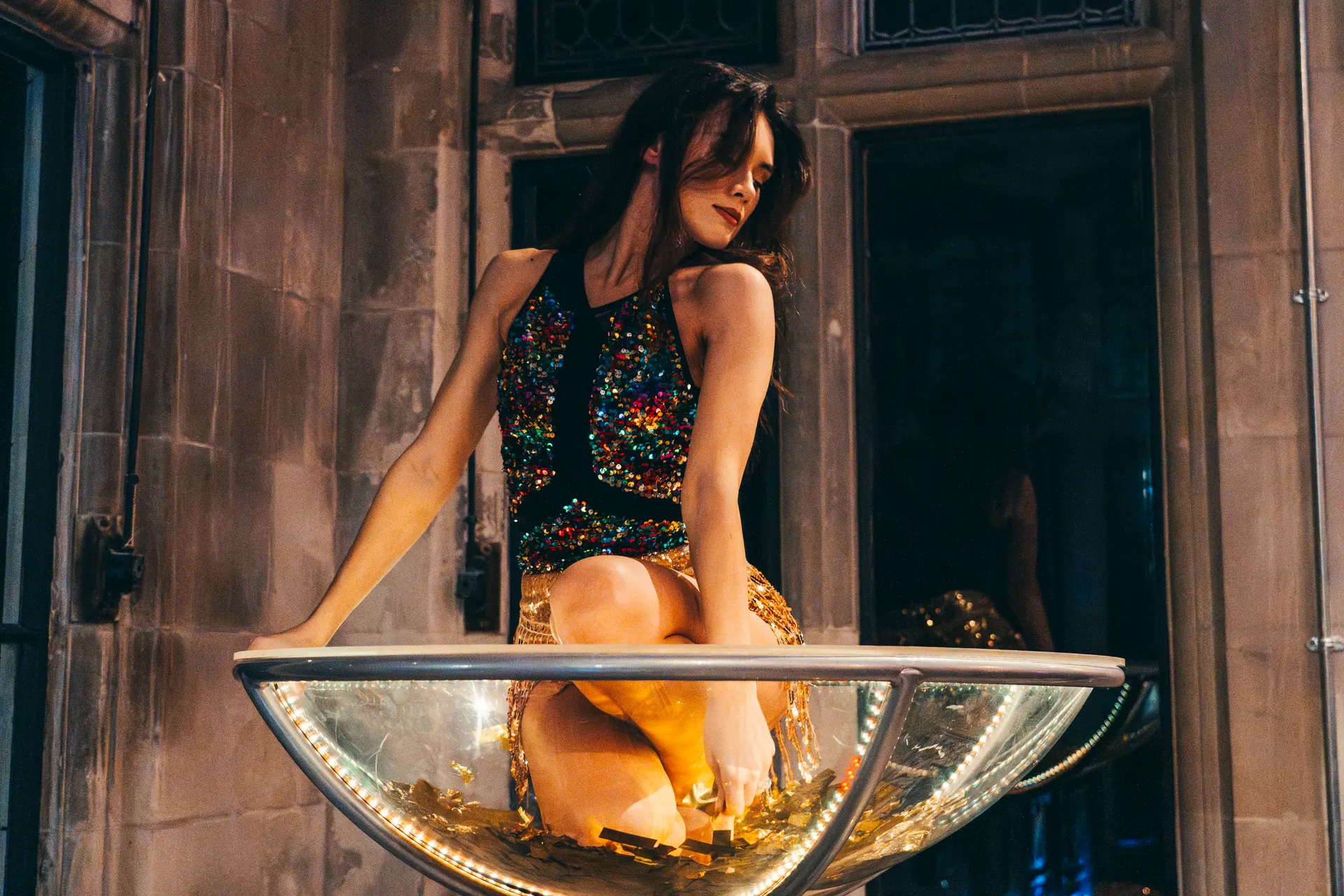 Gold martini glass: giant martini glass