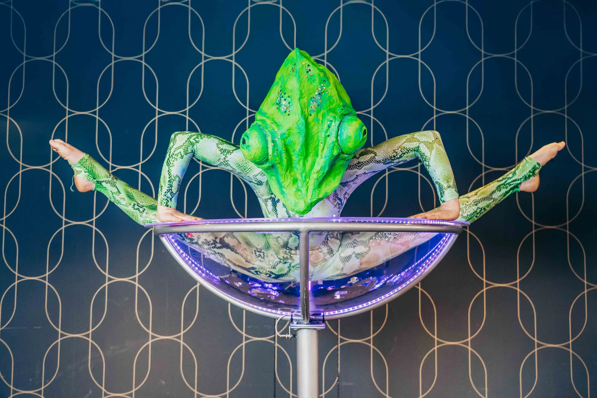 Chameleon character jungle animal martini: giant martini glass