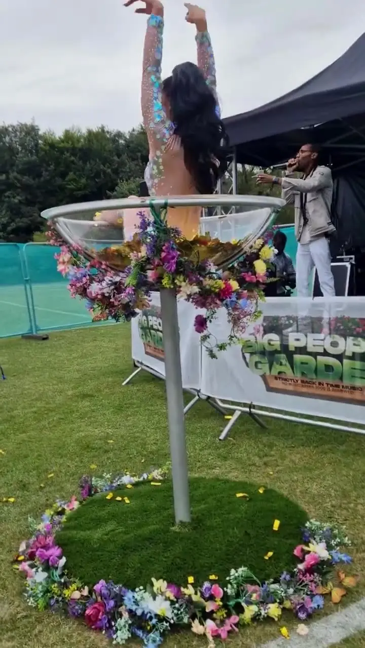 Floral martini live clips: giant martini glass, enchanted garden theme